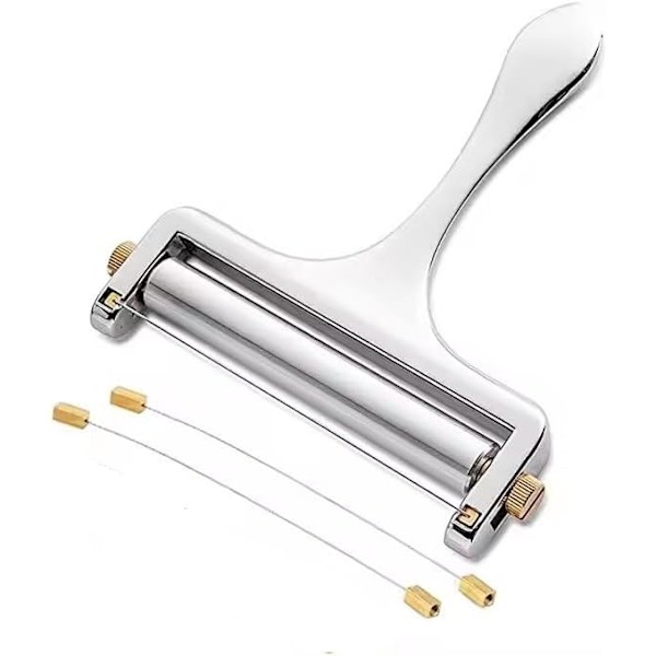 Stainless Steel Cheese Slicer with Adjustable Handheld Design, Includes 2 Extra Wire Cutters.