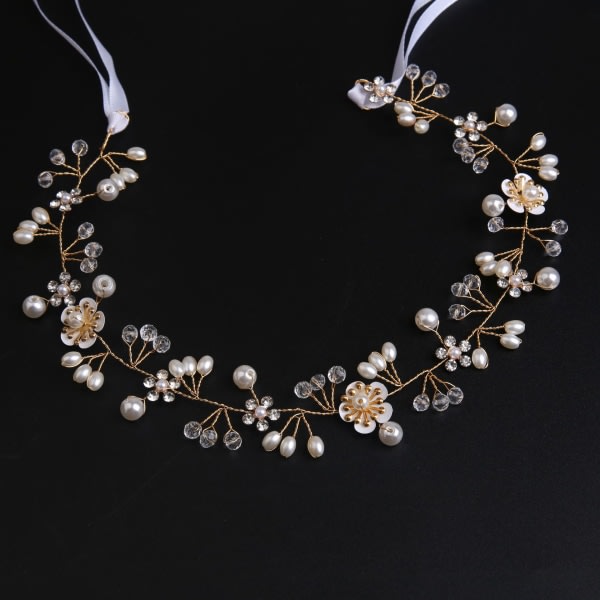 En brud tiara kvinnlig pärla visa pannband bröllop smycken weddin