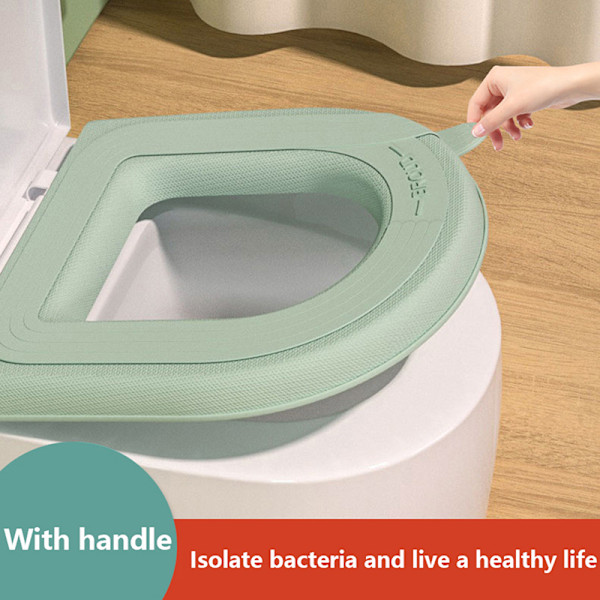 2 stk Deksel Matte Vaskbar Toalettsete Pad Grønn Green O-shaped