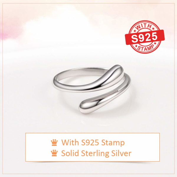 Naisten S925 Solid Sterling hopea sormus, tyylikäs ja tyylikäs muotoilu