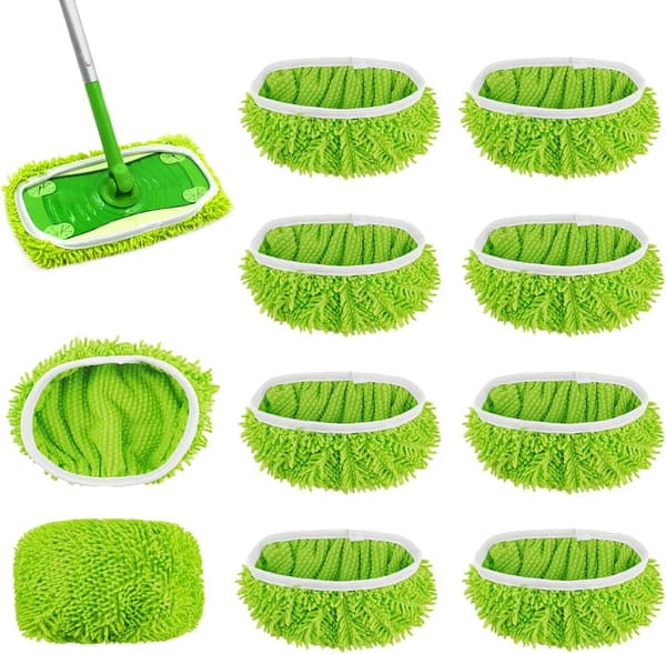 Swiffer-kompatible mikrofiberklude til våd og tør brug, 10-pak, grøn, 25x11,5 cm