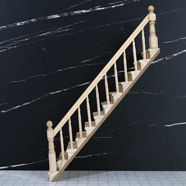 Miniatyrmøbler Leketøysdukker Hus Gjør-det-selv Dekorasjon Tilbehør Mini 1:12 Venstre og høyre rekkverkstrapp Left handrail stairs