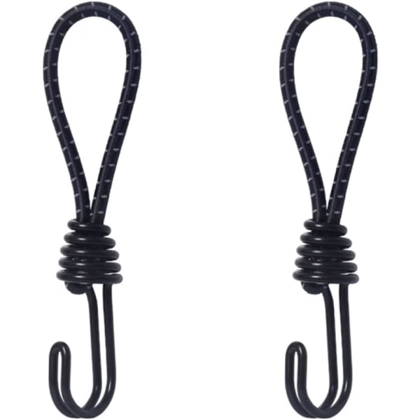2 pakke elastiske stropper med kroker Svart 16 cm presenningsstropp fortelt