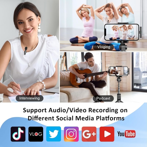 Improve your recordings with our professional wireless Lavalier microphone 2-pack - Crystal clear, noise-reducing - USB-C compatible-XF3-