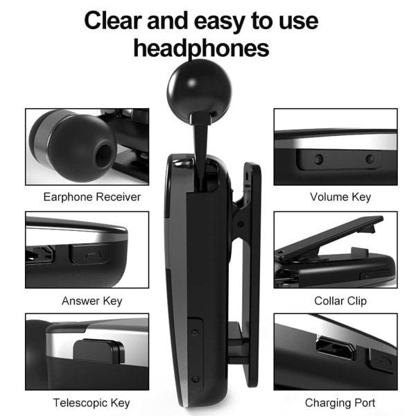 Øretelefoner og in-ear Bluetooth-hodetelefoner med kabel for mobiltelefon Kablede øretelefoner for forretningsmøte - svart svart