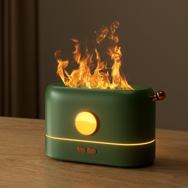 Simulering Flame Aromaterapi Diffuser Lamp Luftfuktare grön