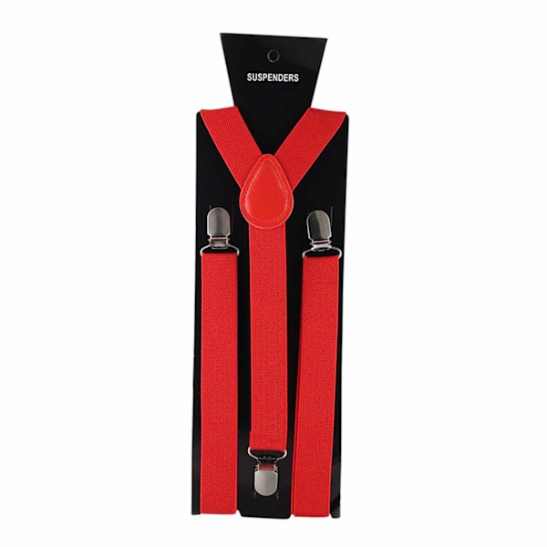 Stilige Smale Røde Suspenders med Klemmer 2,5cm rød red