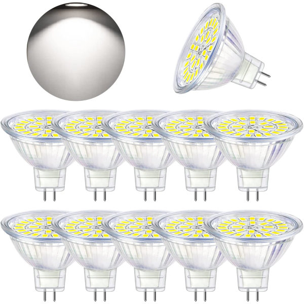 GU5.3 LED-lampe Cool White 6000K, MR16 LED AC DC12V 3W Motsvarar 30W halogen, ej dimbara LED-spotlight-lampor, pakke med 10