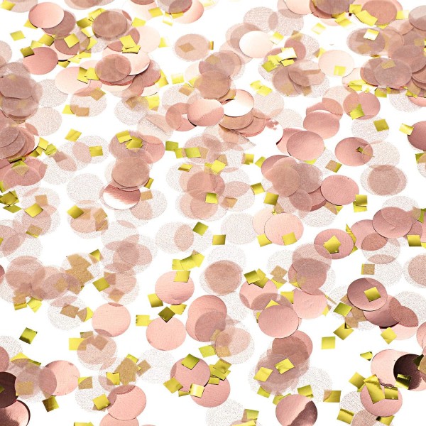 Runt silkespappersbord konfetti prickar for bröllopsfödelsedagsfest dekorasjon, roséguld konfetti, 1 bit