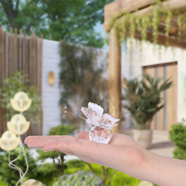 Krystallsommerfugl, Sommerfugl av krystallglass med kulebunn, Dekorativt kunstglass Dekorativt for hjemmeinnredning Statue Dyreglasssommerfugldekor (klar)