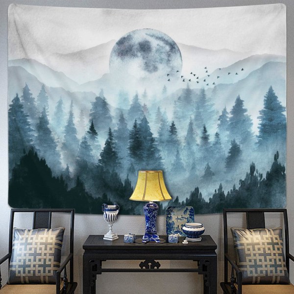 Misty Forest Tapestry Foggy Mountain Tapestry Magical Tree style 1 150*200cm