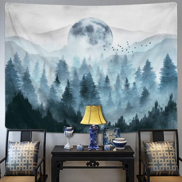 Misty Forest Tapestry Sumuinen Mountain Tapestry Maaginen puu style 1 180*230cm