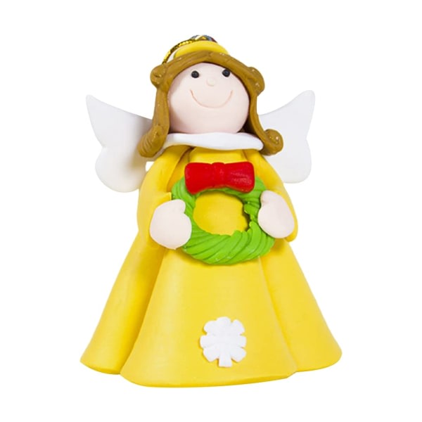 2 pakke juletrepynt engel dukke anheng Vingede engel hengende ornament skinne ornamenter for soverom peis (gul)