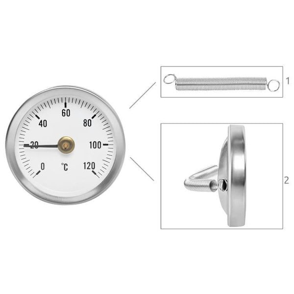 Anläggningstermometer 0-120°C - Termometer silver 80