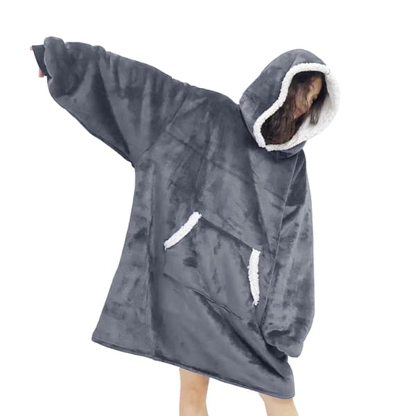 Oversized hettegenserteppe, bærbart hettegenserteppe-FF- grey