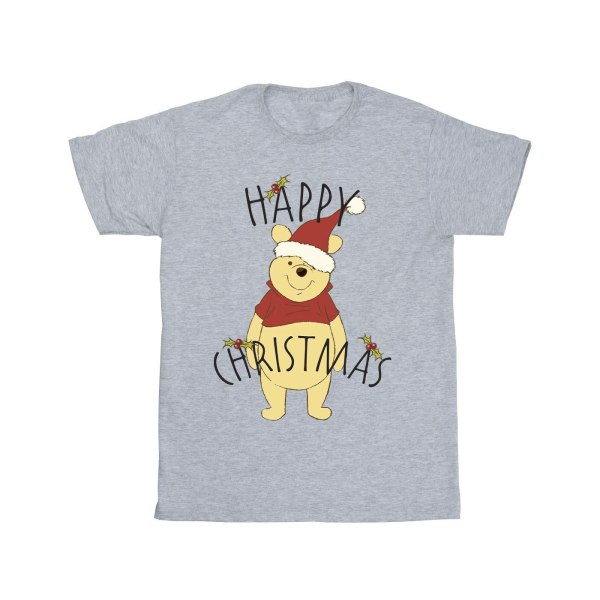 Disney Boys Nalle Puh Happy Christmas Holly T-shirt 3-4 Y Sports Grey 3-4 år