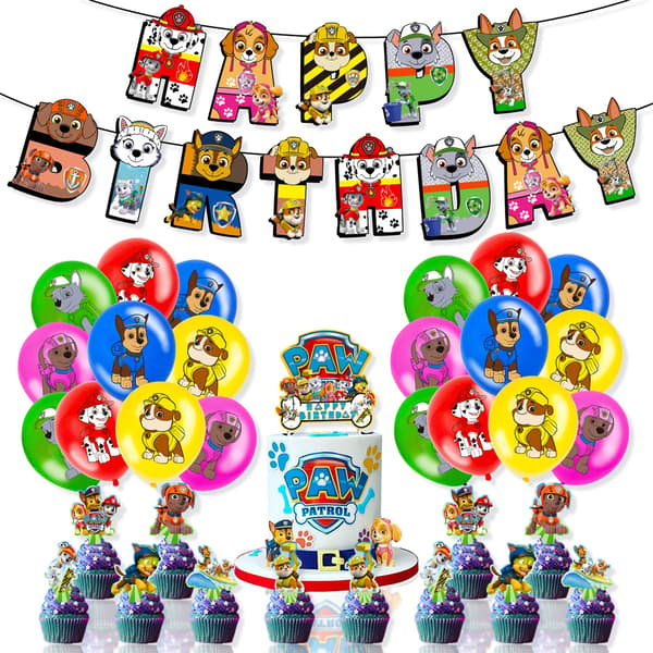 Paw Patrol-tema ballonger, banner, vimpler og kakepynt-FF-
