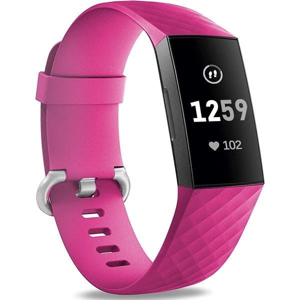 Vattentätt watch Fitness Sportband Armband kompatibel med Fitbit Charge 4 / Fitbit Charge 3 Se- Multi Color Hot Pink Hot Pink Large
