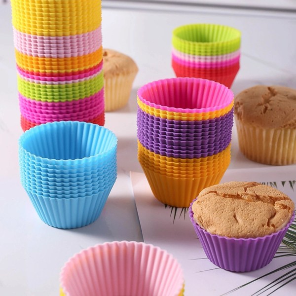 12x Muffinsformar i Silikon - Olika Färger multifarve