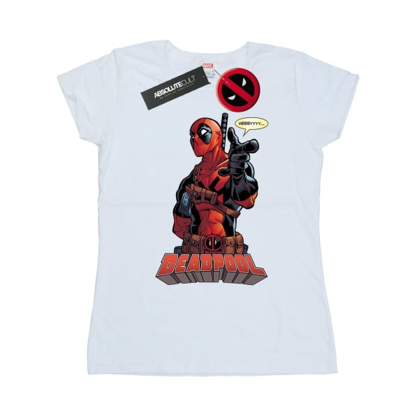 Marvel Dam/Ladies Deadpool Hey You T-shirt i bomull L Vit Vit L