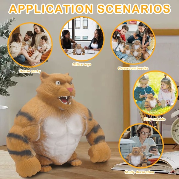 Tiger Legetøj, Sjovt Stretch Tiger Legetøj til børn og voksne, Squeeze Stress Tiger