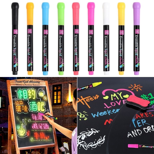 8 kpl Liquid Chalk Pen Whiteboard Pen 8 Colors/Set