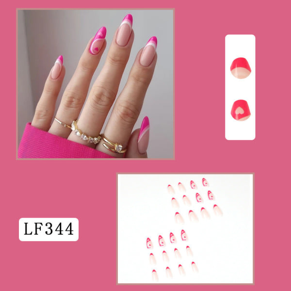 24 kpl Ruusunpunainen (liimatyyppi) Fake Nails Long, Pretty Medium Bal