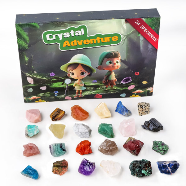 Natural Crystal 24 Gitter Råsten Minerals Blind Box Children's Education Science Popularization Collection Gift Box colorful