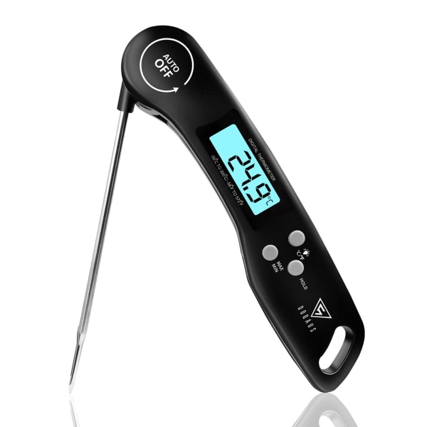 Kjøkkentermometer-3s Øyeblikkelig avlesning Matlagingstermometer-Kjøtttermometer med LCD-bakgrunnsbelysning Skjermfoldbar sonde for matlaging/kjøtt/grill/biff