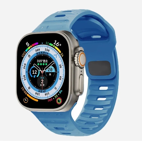 Silikonrem för Apple Watch Band 49mm 44mm 45mm 40mm 41mm 42mm 38mm Ultra 2 Sport Correa Armband iwatch Series 9 8 7 6 5 sky blue