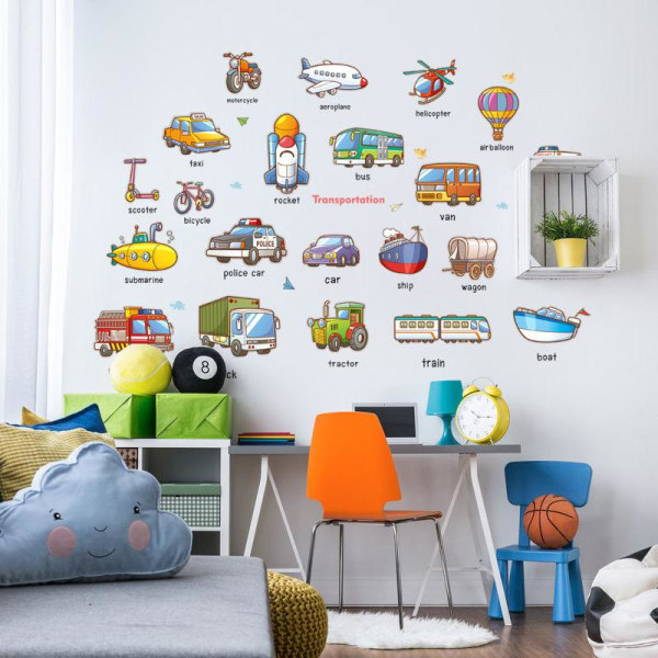 Cartoon Car Xpress Sticker Early Education Home Wall Sticker Decals