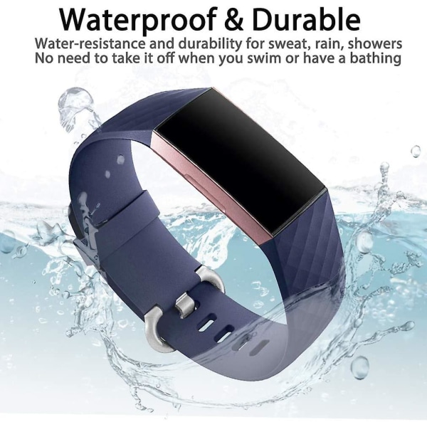 Vattentätt ur Fitness Sportband Armbånd kompatibel med Fitbit Charge 4 / Fitbit Charge 3 Se- Multi Color Midnight Blue Midnight Blue Large