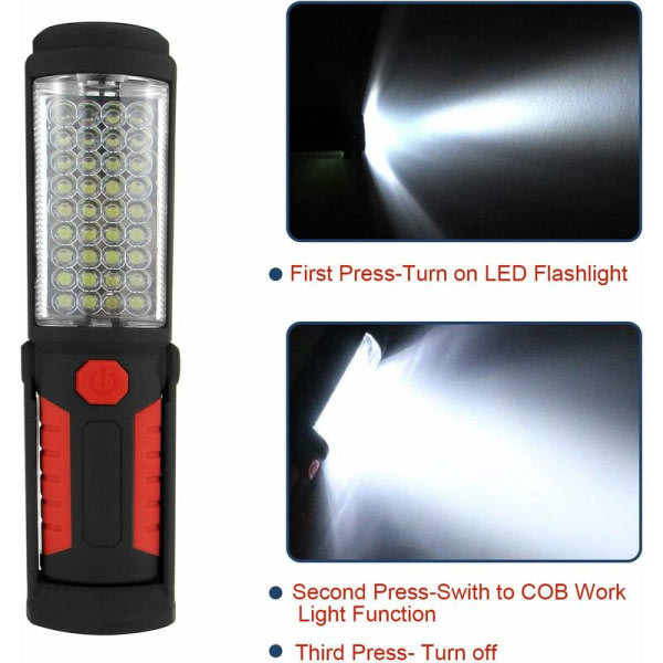 Inspektionslys Oppladingsbart LED-lys, Oppladningsbart LED-arbetslys, med magnetisk LED-lampe Inspektionslys