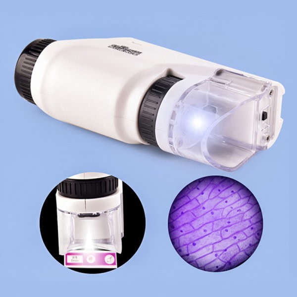 Handhållet biologiskt mikroskop LED-ljusförstorarskola white