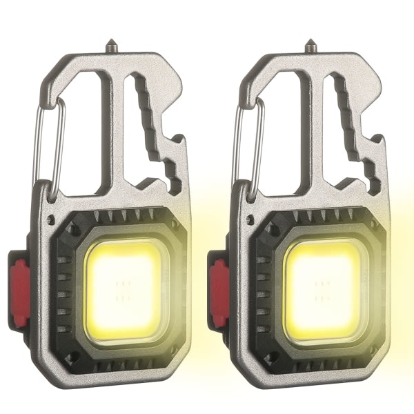 Nyckelring Arbetsljus Multifunktionell nödljus Uppladdningsbar Mini LED-ficklampa ficklampa, 6 ljuslägen Bärbar ficklampa (2st)