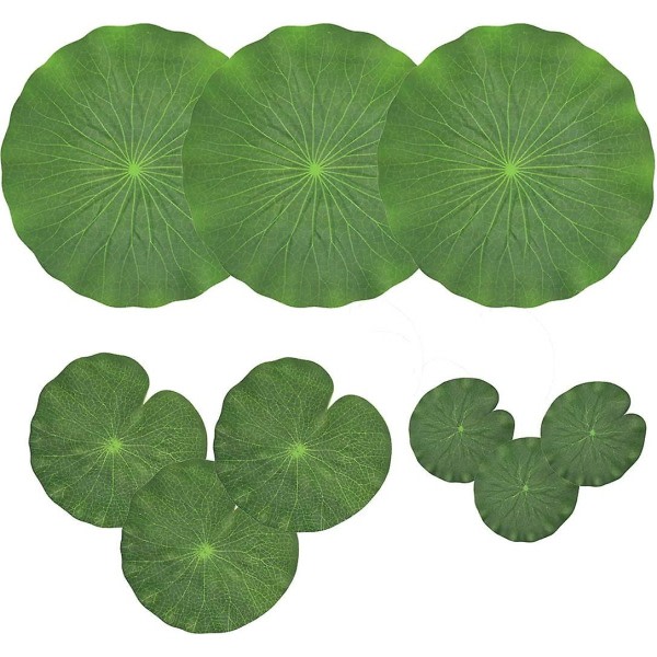 Pakke med 9 kunstig flytende skum lotusblader | Vannlilje