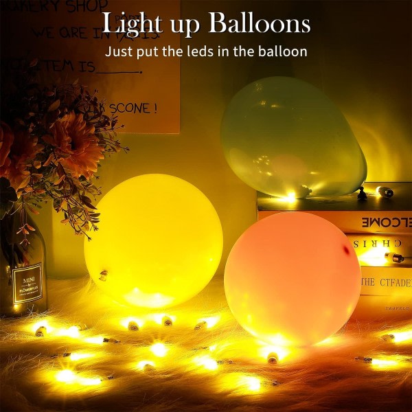 30 stykker LED-ballonglampe Mini papirlyktorlampor Batteridrevet vanntäta for halloweenfest DIY-dekorasjon (varmt lys)