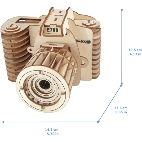 1 set 3D träpussel kamera gravyr DIY pussel trä hantverk