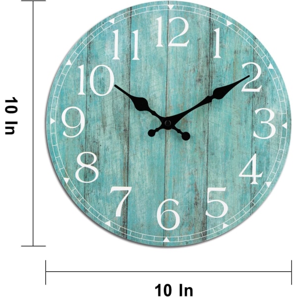 Wall Clock, 10 Inch Teal Silent Non-Ticking Kitchen Clock Decor