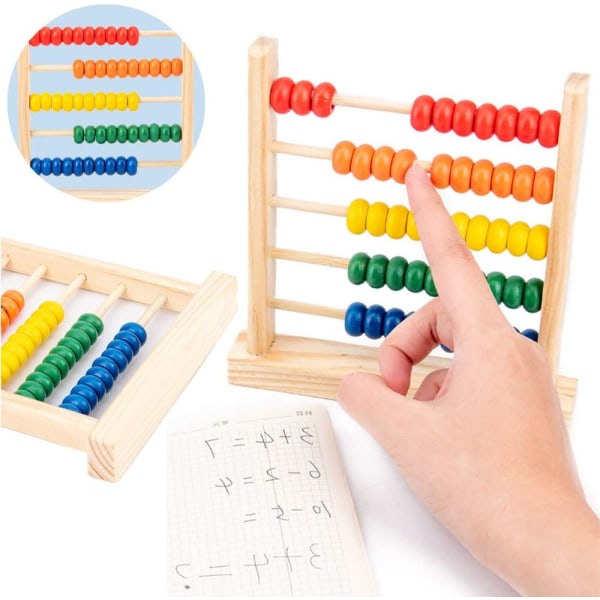 Abacus Classic puinen lelu, Counting Beads Math Educational Counte