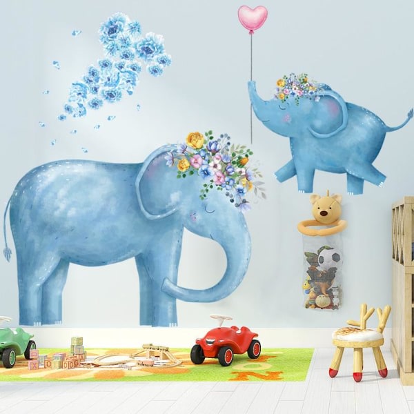 Lovely Elephant Balloon Wall Stickers Dekaler Baby Room Decor Paste