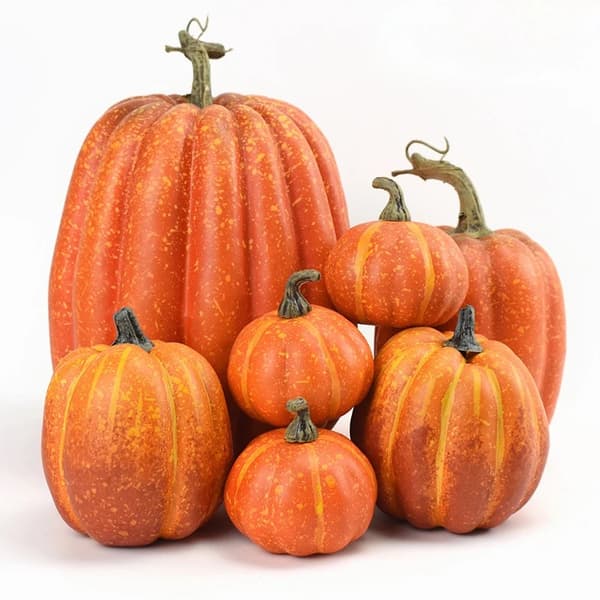 Halloween gresskar dekorasjonssett, 7-delt kunstige gresskar til Thanksgiving-FF-