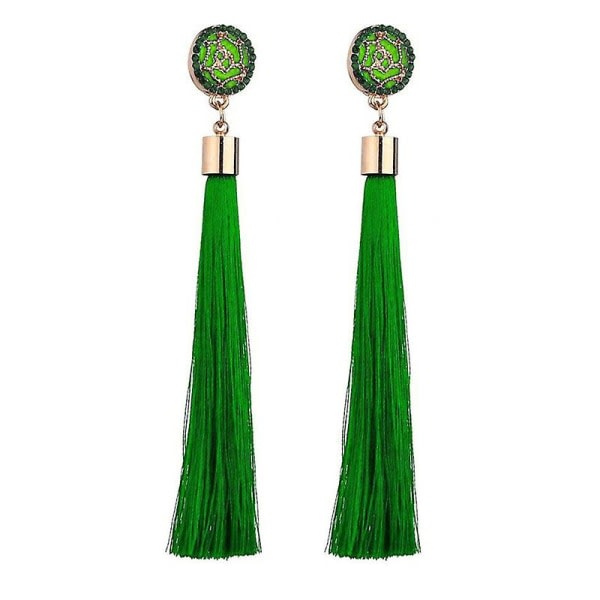 Bohemian etnisk blomst lang dusk Dangle Statement øredobber kvinner smykker gave grønn