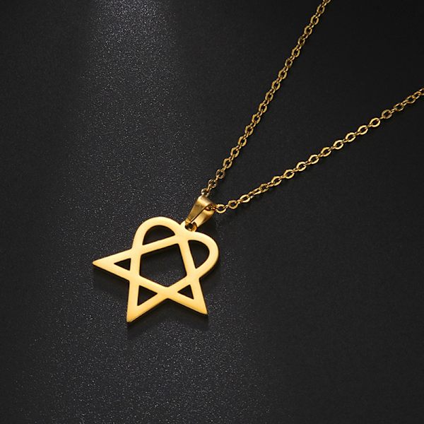 Klassinen yksinkertainen Heartagram-tähti sydänriipus ruostumattomasta teräksestä Silver