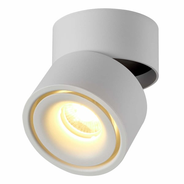 Indendørs 12W LED spotlight, 360° justerbar loftslampe roterende og overfladebelysning COB LED 10x10cm/aluminium væglampe (Hvid-3000K)