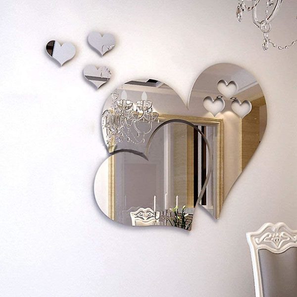 Peiliseinätarra, 3D Kristalli Kaksoisrakkaus Akryyli Sydän DIY