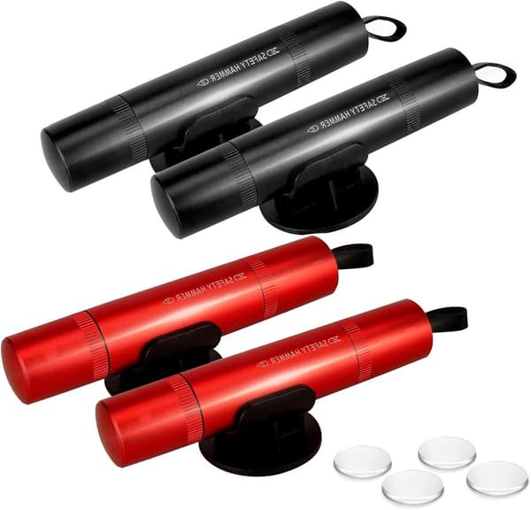 Bilglasbrytare Säkerhetsbältesskärare Nödhammare med Testglas 4-pack