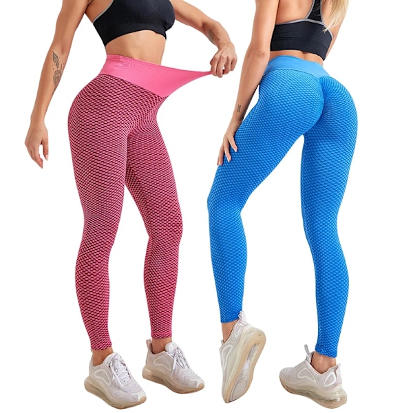 Tiktok Hot crunch treningsbukser Cellular Leggings med høy midje yz Blå Blue S