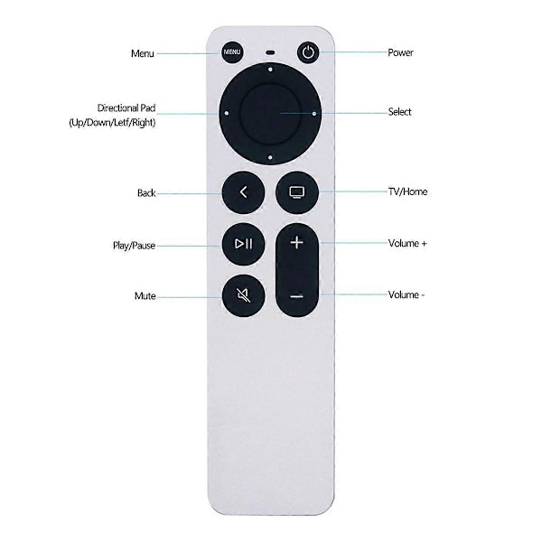 Fjernbetjening til APPLE TV 4K, Universel Erstatningsfjernbetjening med Høj Kompatibilitet og Lang Rækkevidde, Ergonomisk