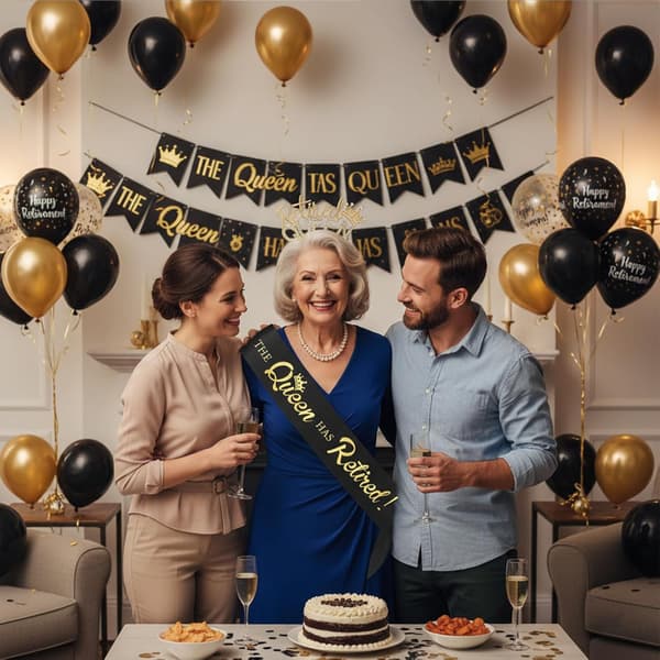 Skjerfkrone Dame Pensjonert 2026 Pensjonert Dekorasjon Diadem og Skjerfdronning E